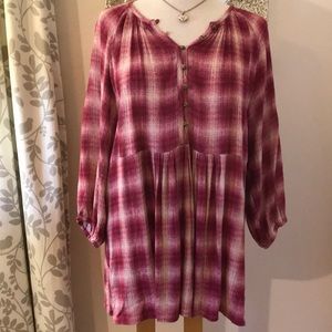 Anthropologie (Maeve brand) plaid tunic, size M